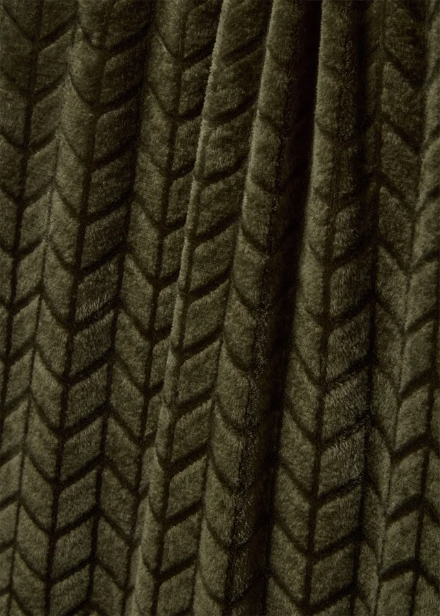 Olive Chevron Embossed Fleece Throw