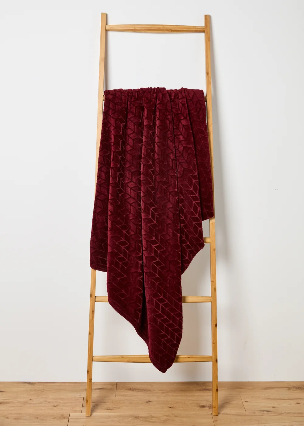 Burgundy Chevron Embossed Fleece Throw Image 1