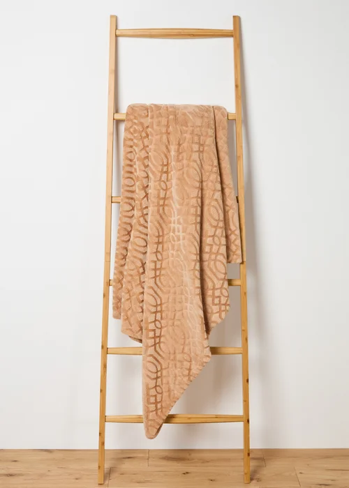 Camel Embossed Fleece Throw Image 1