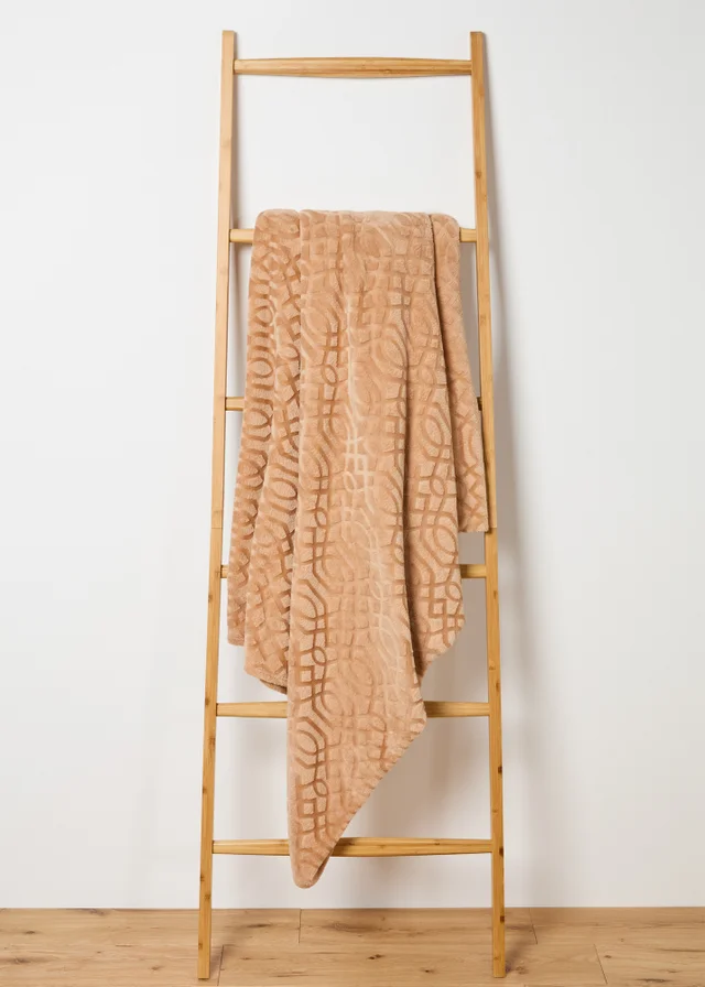 Camel Embossed Fleece Throw