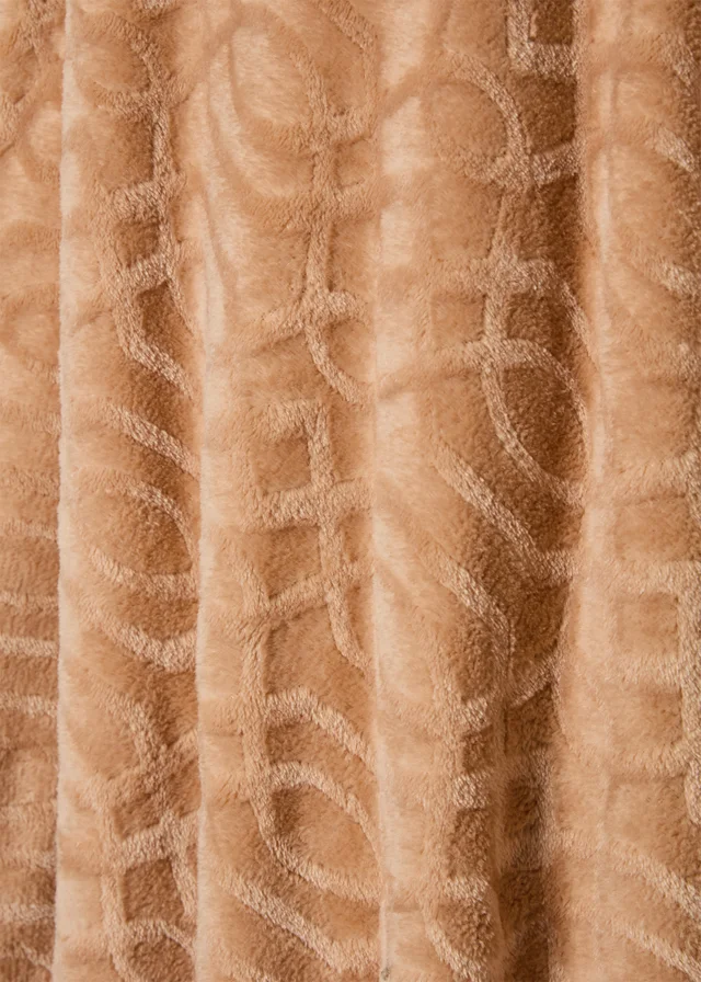 Camel Embossed Fleece Throw