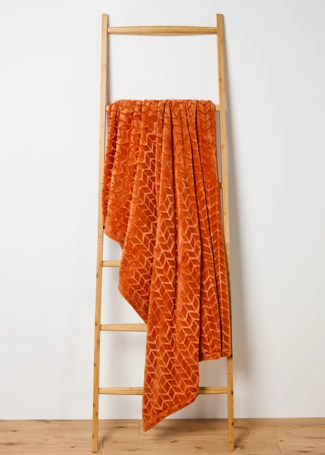 Rust Embossed Fleece Throw