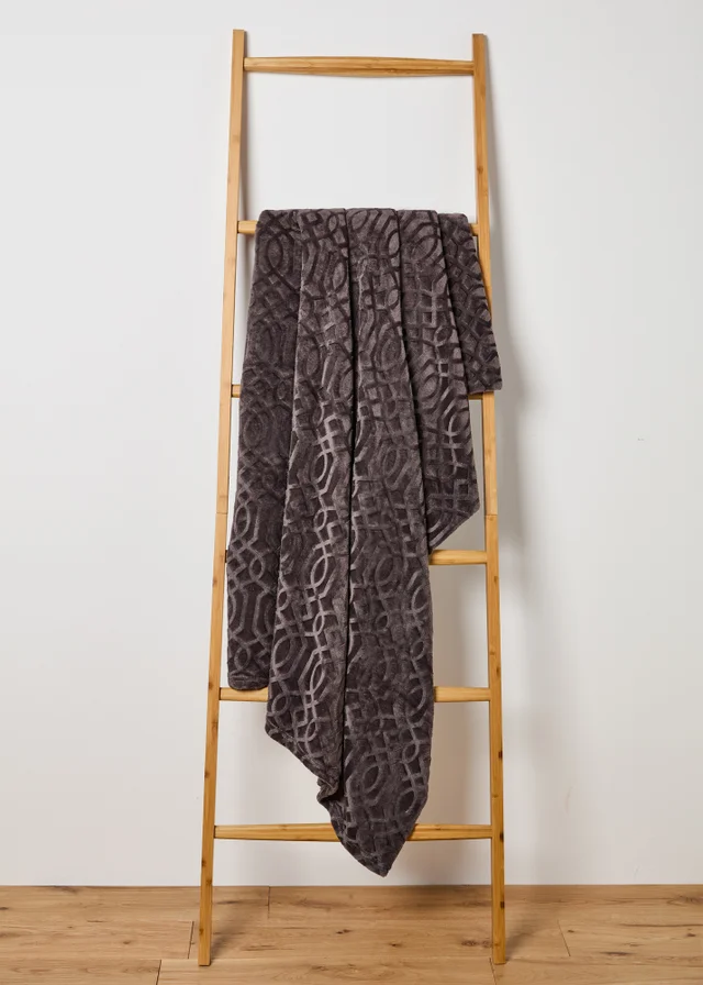 Charcoal Embossed Fleece Throw