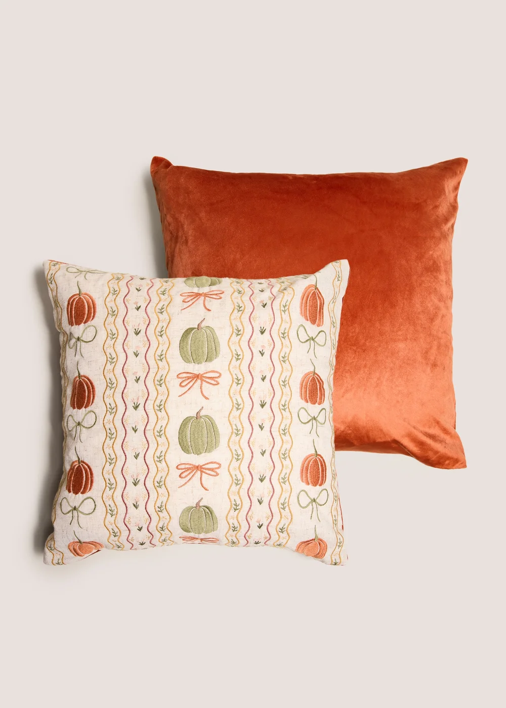 Pumpkin Bow Embroidered Cushion Image 2