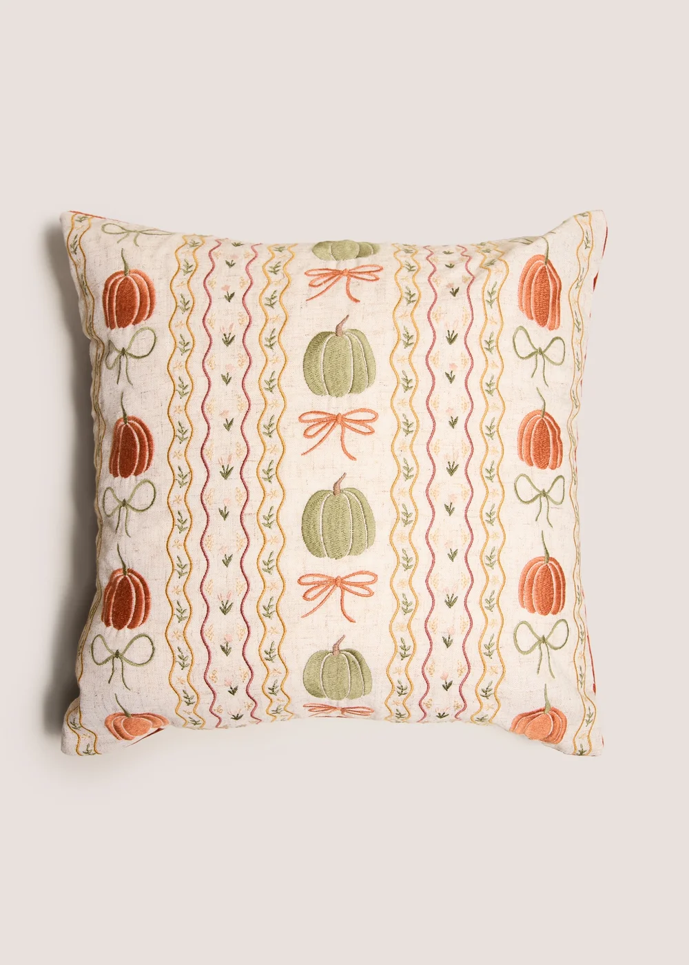Pumpkin Bow Embroidered Cushion Image 1
