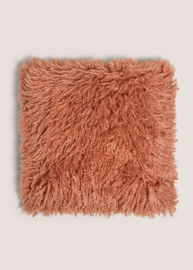 Orange Faux Fur Cushion