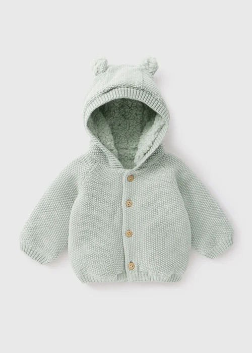 Baby Sage Borg Lined Cardigan (0-23mths) - Up to 1 Month Image 1