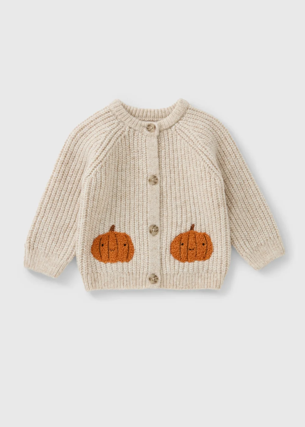Baby Oatmeal Pumpkin Cardigan (0-23mths) - 0-3 months Image 1