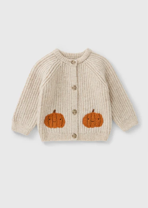 Baby Oatmeal Pumpkin Cardigan (0-23mths) - 0-3 months Image 1