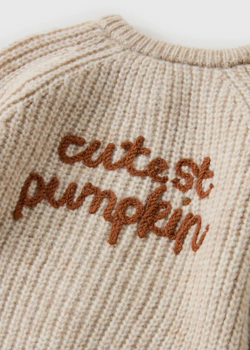 Baby Oatmeal Pumpkin Cardigan (0-23mths) - 0-3 months Image 2