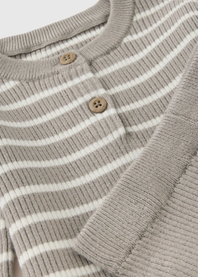 Baby Brown Knitted Stripe Top & Trouser Set (0-23mths)