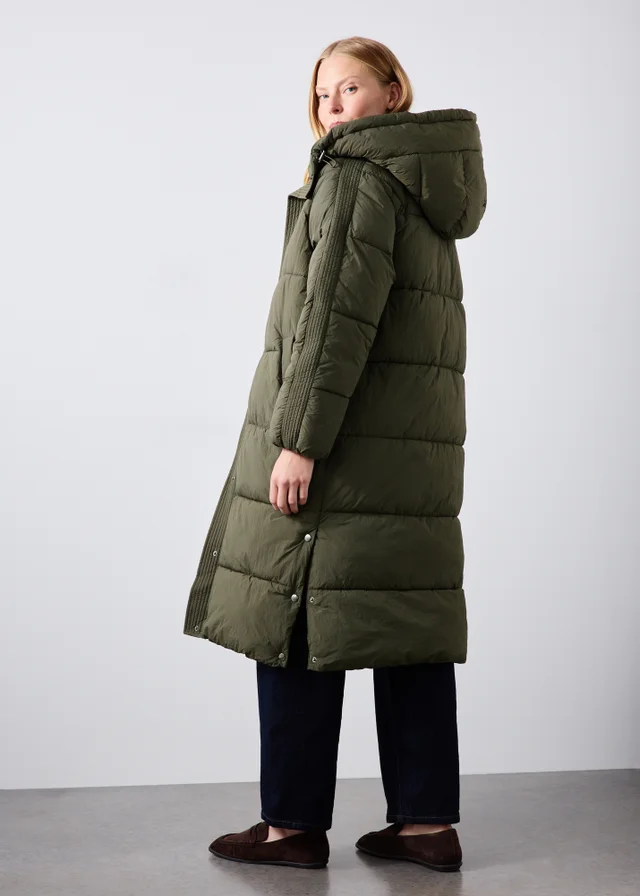 Olive Long Padded Hooded Coat