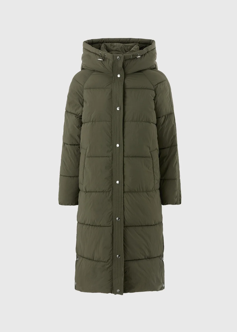Olive Long Padded Hooded Coat - S Image 5