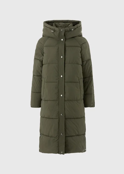 Olive Long Padded Hooded Coat - S Image 5