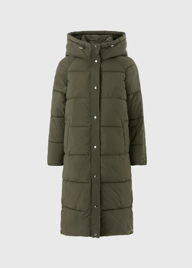 Olive Long Padded Hooded Coat