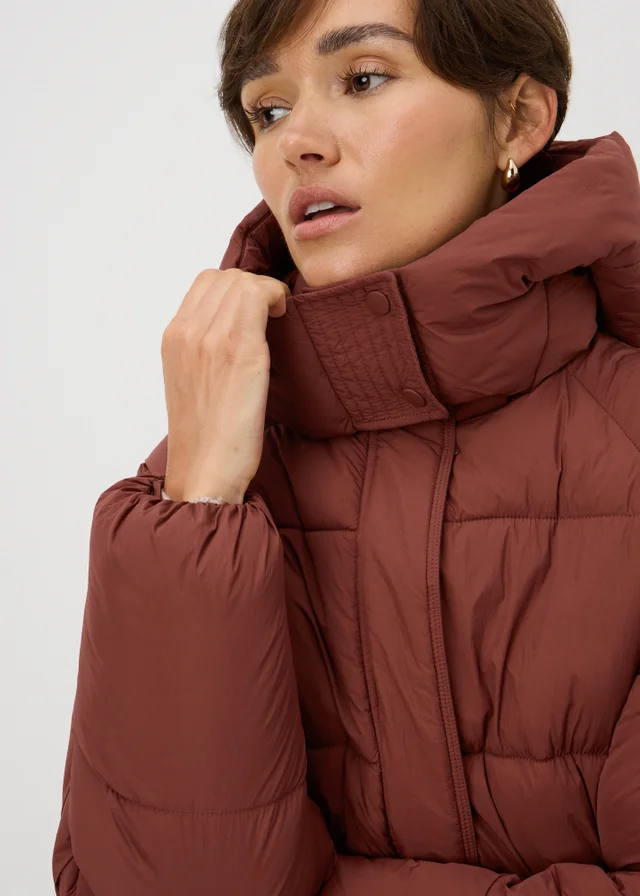 Terracotta Padded Mid-Length Coat