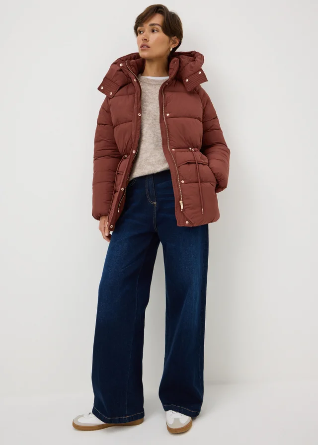 Terracotta Padded Mid-Length Coat