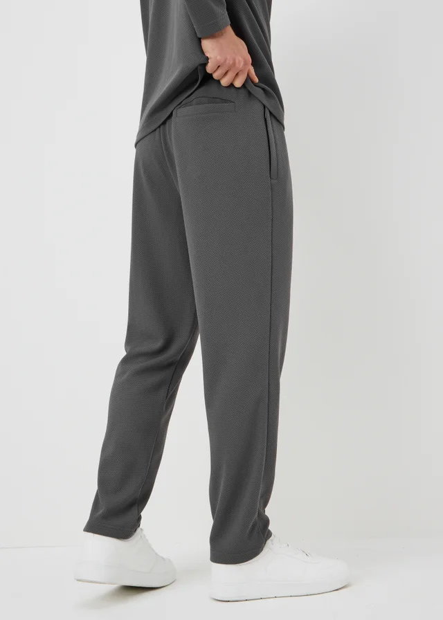 Dark Grey Jacquard Smart Co Ord Jogging Bottoms