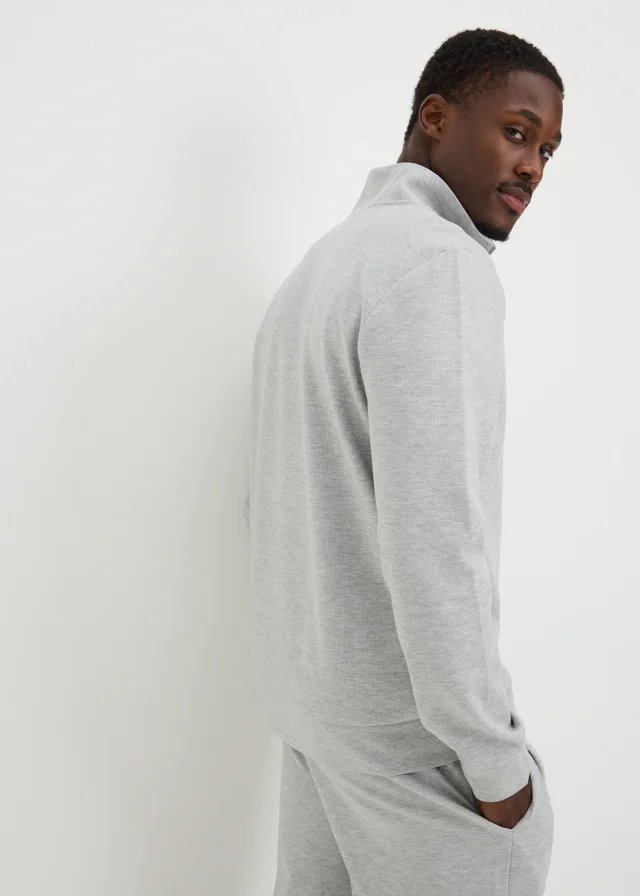 Grey Marl Pique Half Zip Co Ord Jumper