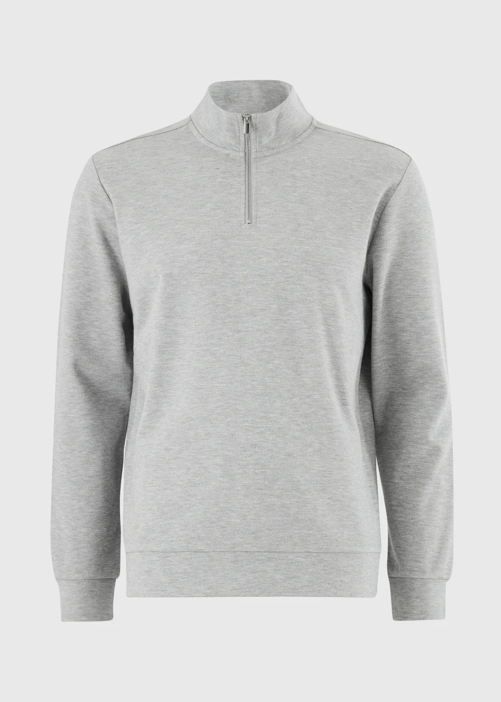 Grey Marl Pique Half Zip Co Ord Jumper - S Image 4