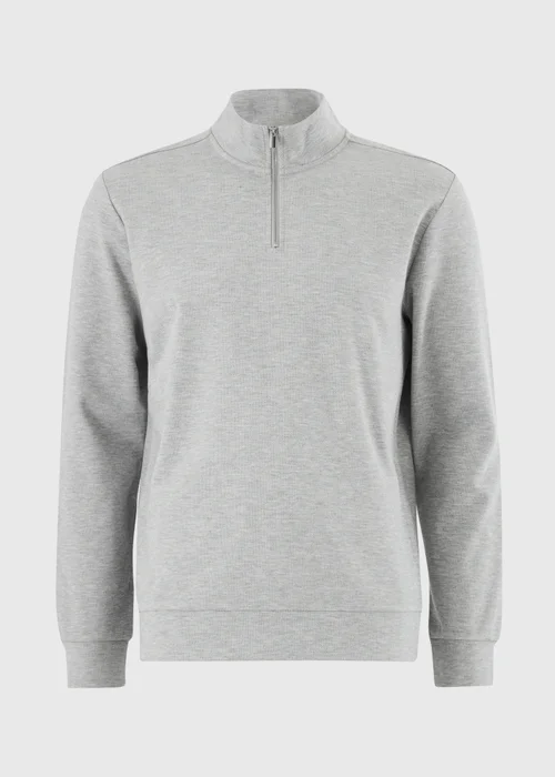Grey Marl Pique Half Zip Co Ord Jumper - S Image 4