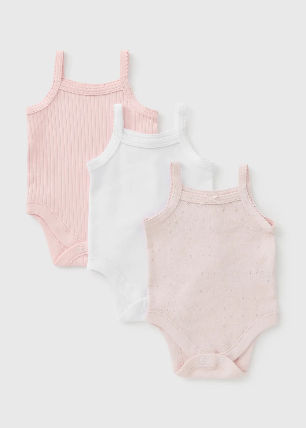 3 Pack Baby Pink Cami Bodysuits (0-23mths) - Up to 1 Month Image 1