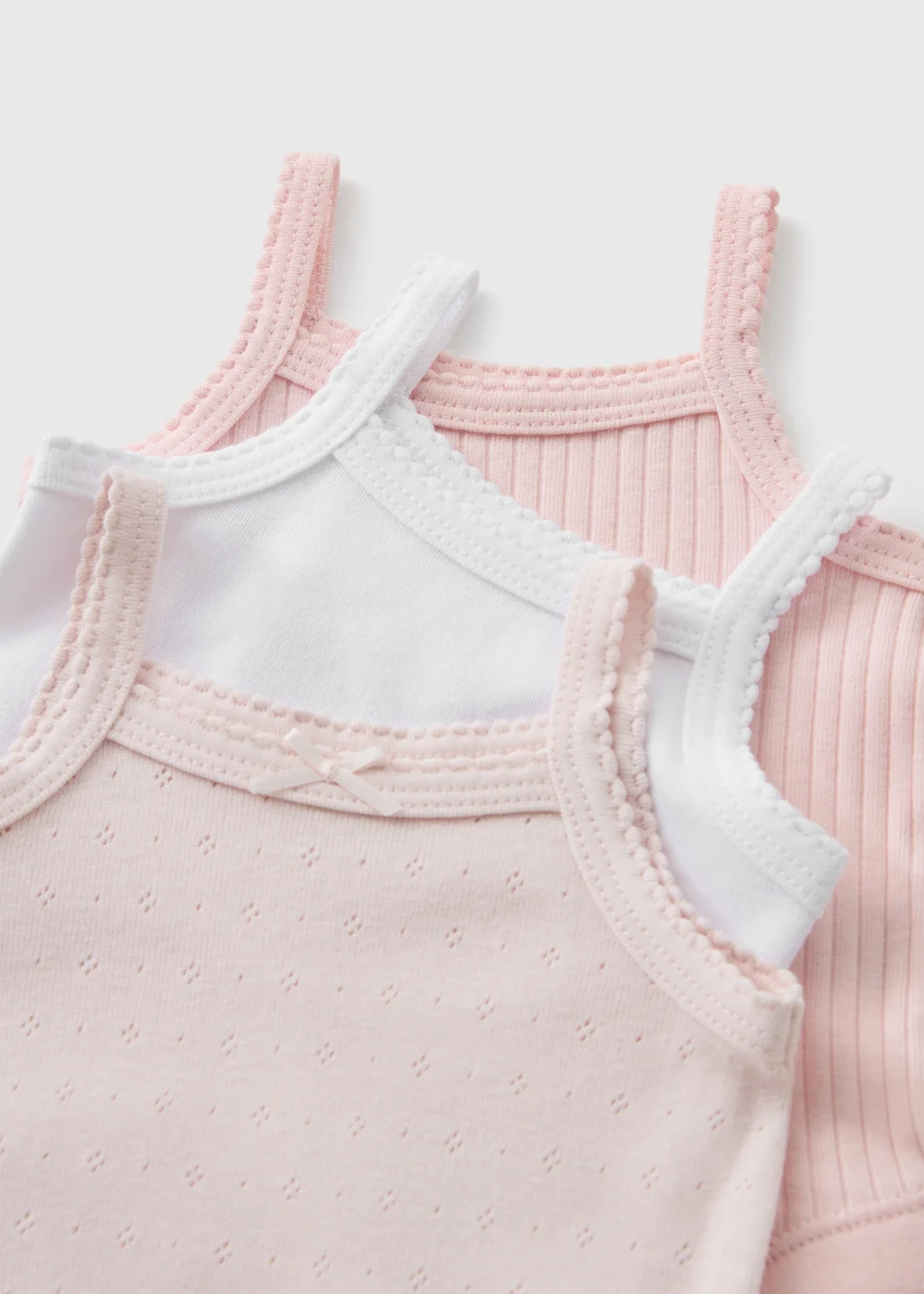 3 Pack Baby Pink Cami Bodysuits (0-23mths) - Up to 1 Month Image 2