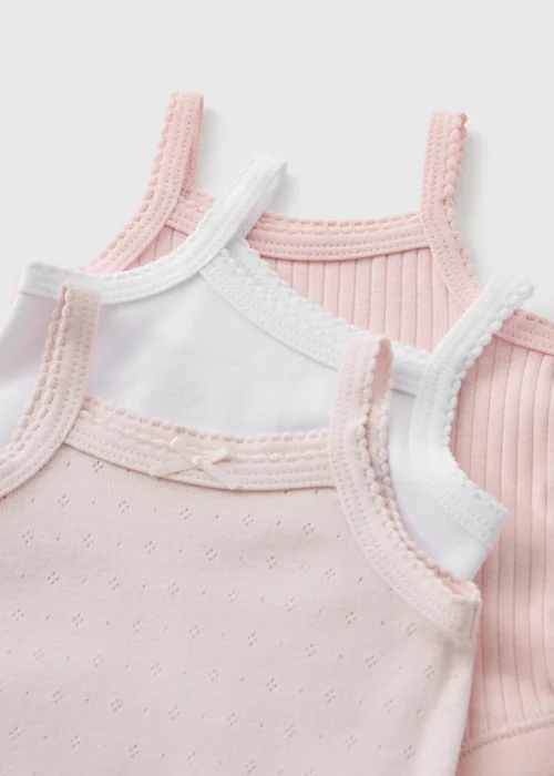 3 Pack Baby Pink Cami Bodysuits (0-23mths) - Up to 1 Month Image 2