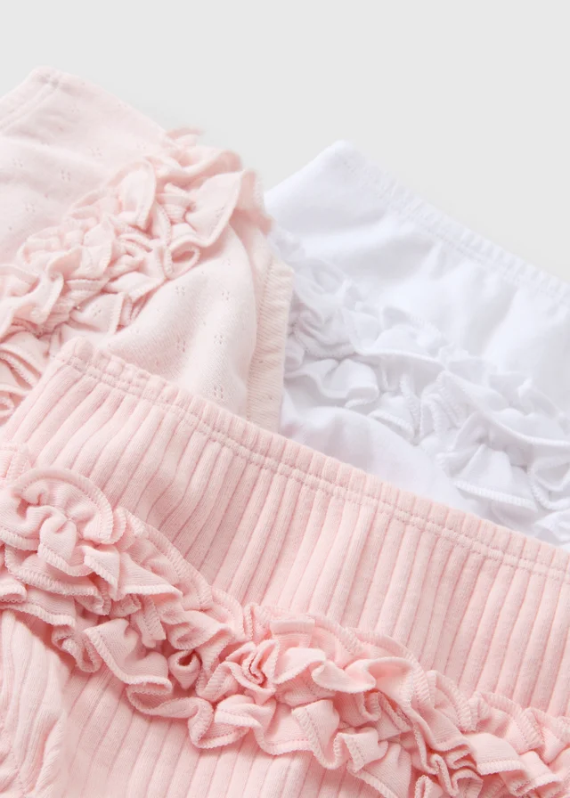3 Pack Baby Pink Frill Knickers (0-23mths)