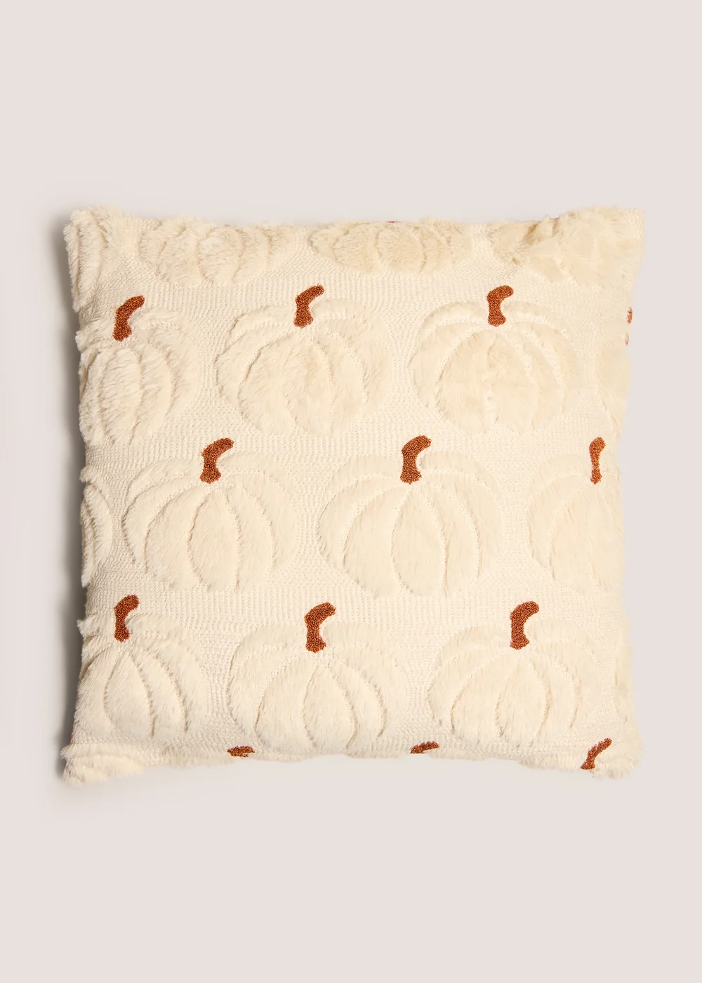 Cream Embroided Pumpkin Cushion Image 1