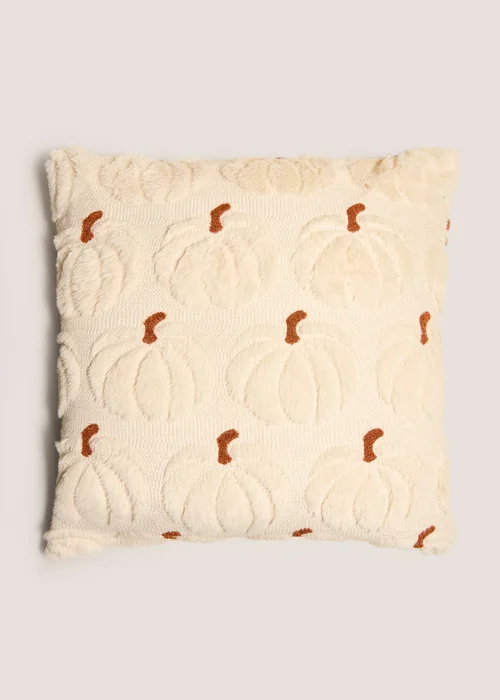 Cream Embroided Pumpkin Cushion Image 1