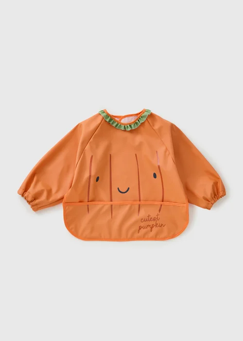 Baby Orange Pumpkin Coverall Bib - One Size Image 1