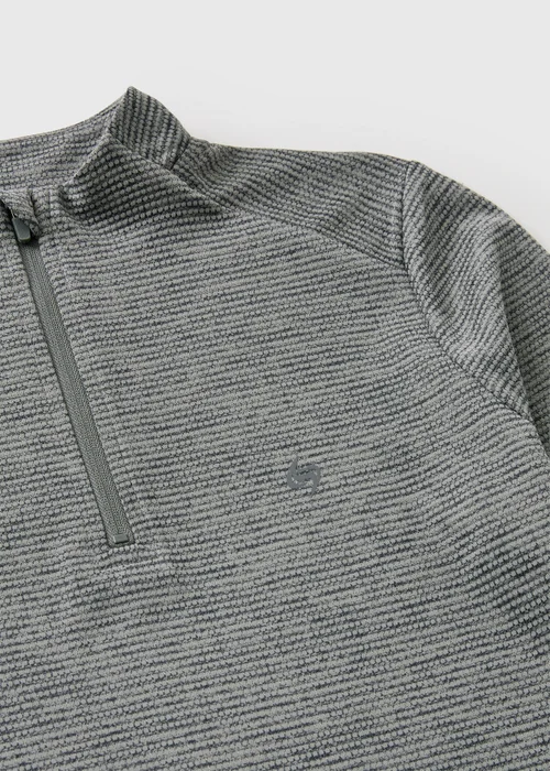 Souluxe Boys Grey 1/4 Zip Textured Sports Top (7-15yrs) - 7 Yrs Image 2