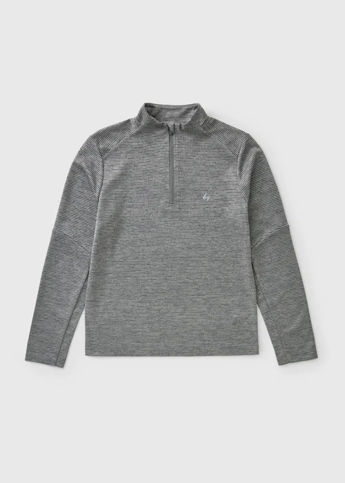 Souluxe Boys Grey 1/4 Zip Textured Sports Top (7-15yrs) - 7 Yrs Image 1