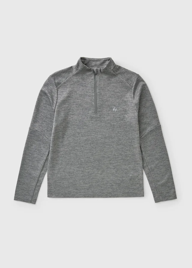 Souluxe Boys Grey 1/4 Zip Textured Sports Top (7-15yrs)