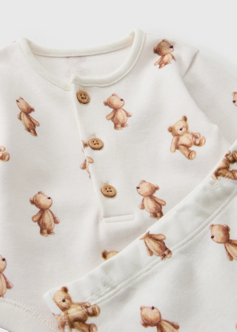 Baby Cream Patch Teddy Print Bodysuit & Trouser Set (0-18mths) - 12-18 months Image 2