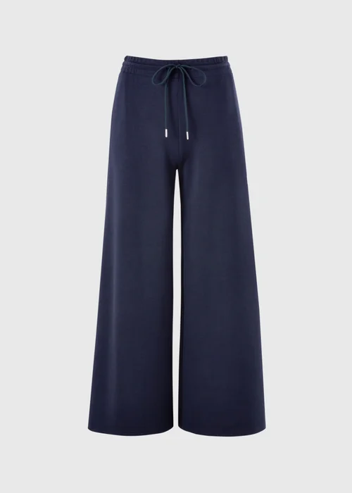 Navy Scuba Wide Leg Co Ord Trousers - 10/L31 Image 3