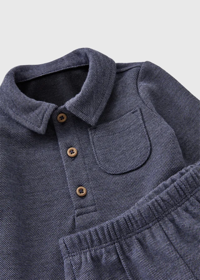 Baby Boys Blue Smart Collar Top & Trouser Set (0-23mths)