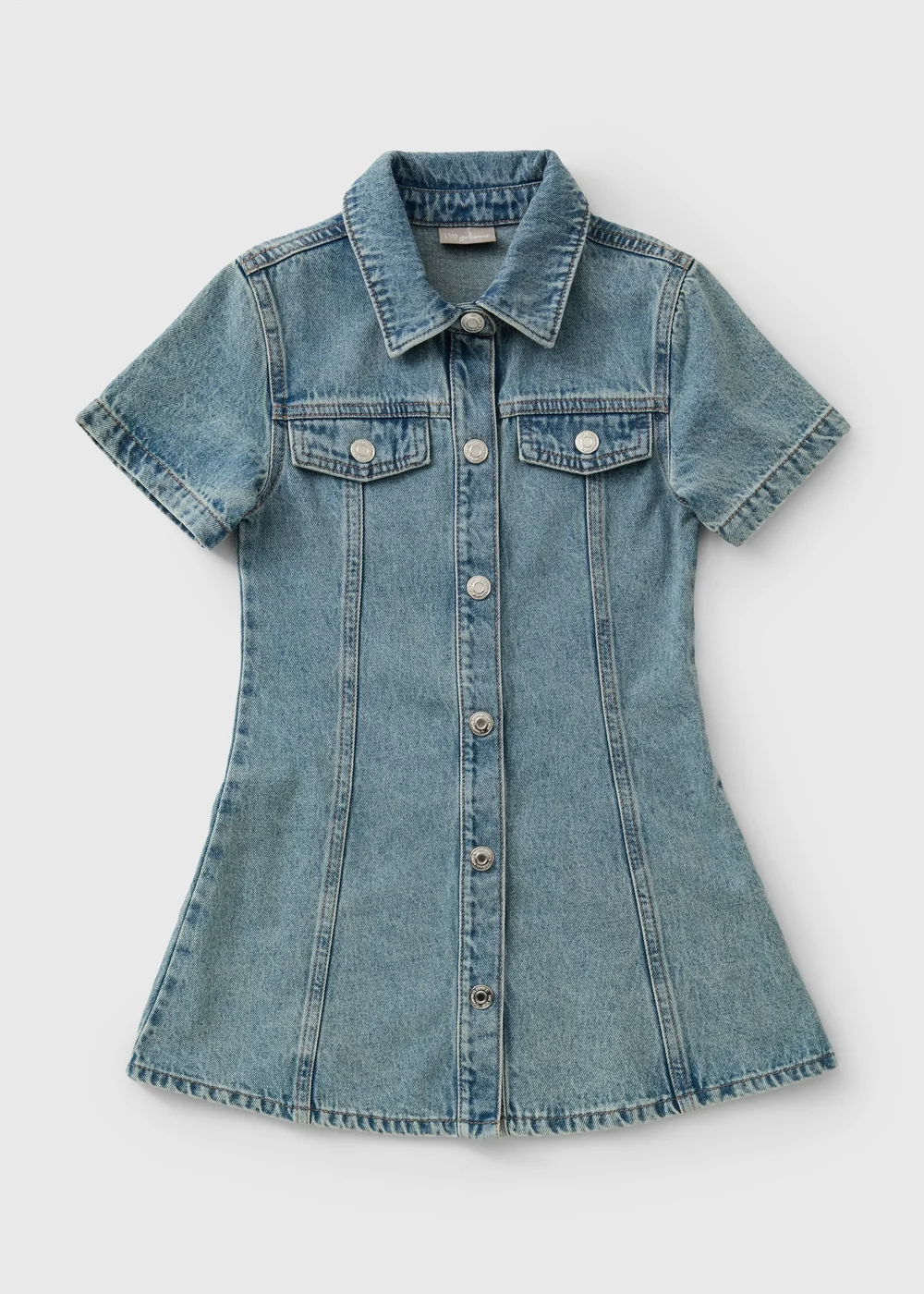 Girls Blue Short Sleeve Denim Dress (7-15yrs) - 15 Yrs Image 1