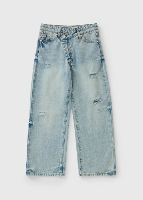 Girls Ripped Wide Leg Jeans (7-15yrs) - 14 Yrs Image 1