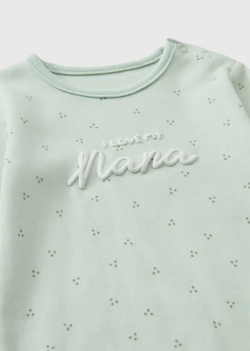 Baby Green Nana Slogan Sleepsuit (0-23mths) - First Size Image 2