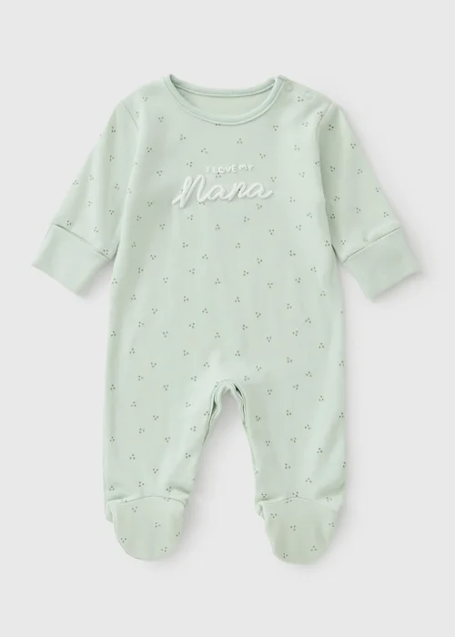 Baby Green Nana Slogan Sleepsuit (0-23mths) - First Size Image 1