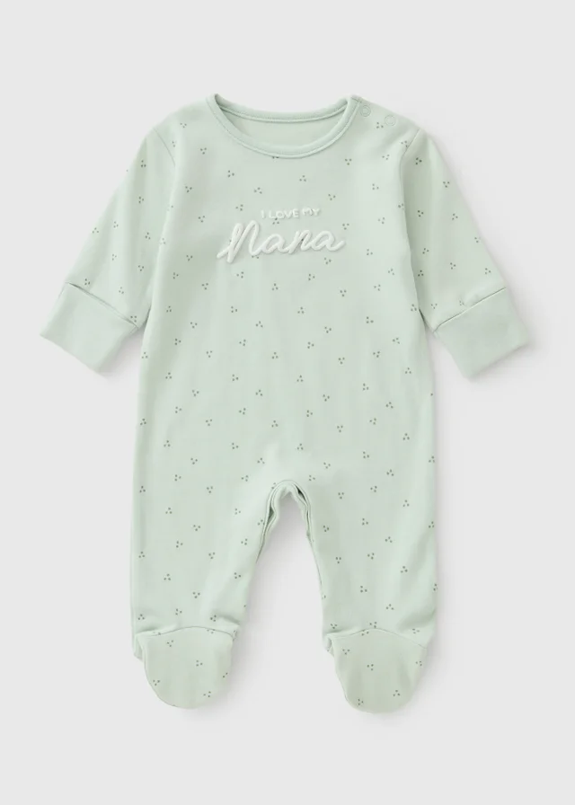 Baby Green Nana Slogan Sleepsuit (0-23mths)