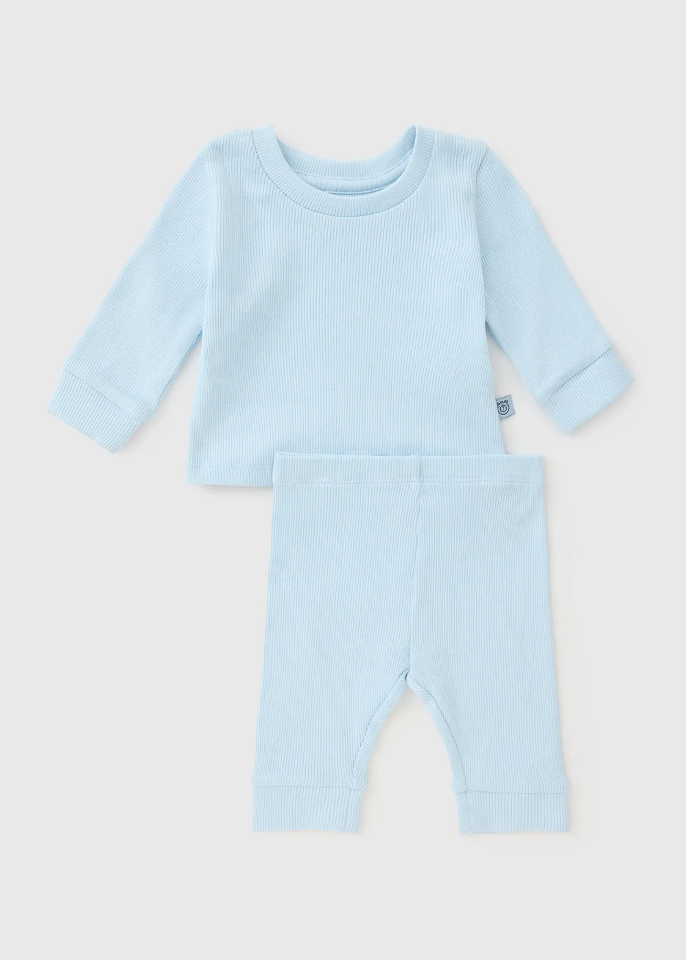 Baby Light Blue Ribbed Top & Legging Set (0-23mths) - Up to 1 Month Image 1
