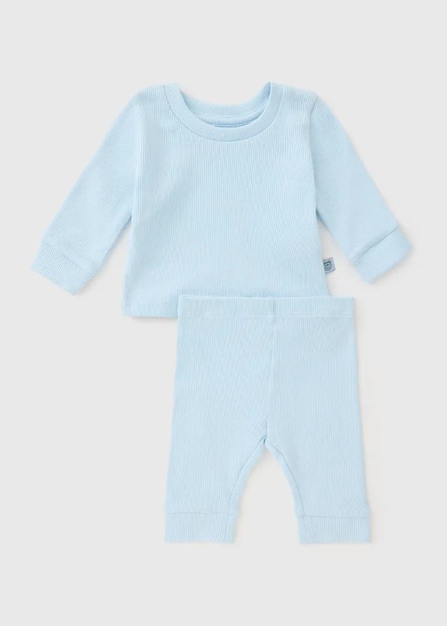 Baby Light Blue Ribbed Top & Legging Set (0-23mths)