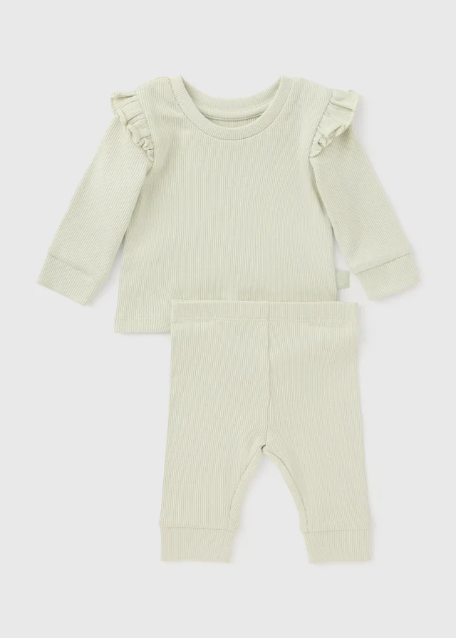 Baby Green Ribbed Top & Legging Set (0-23mths)