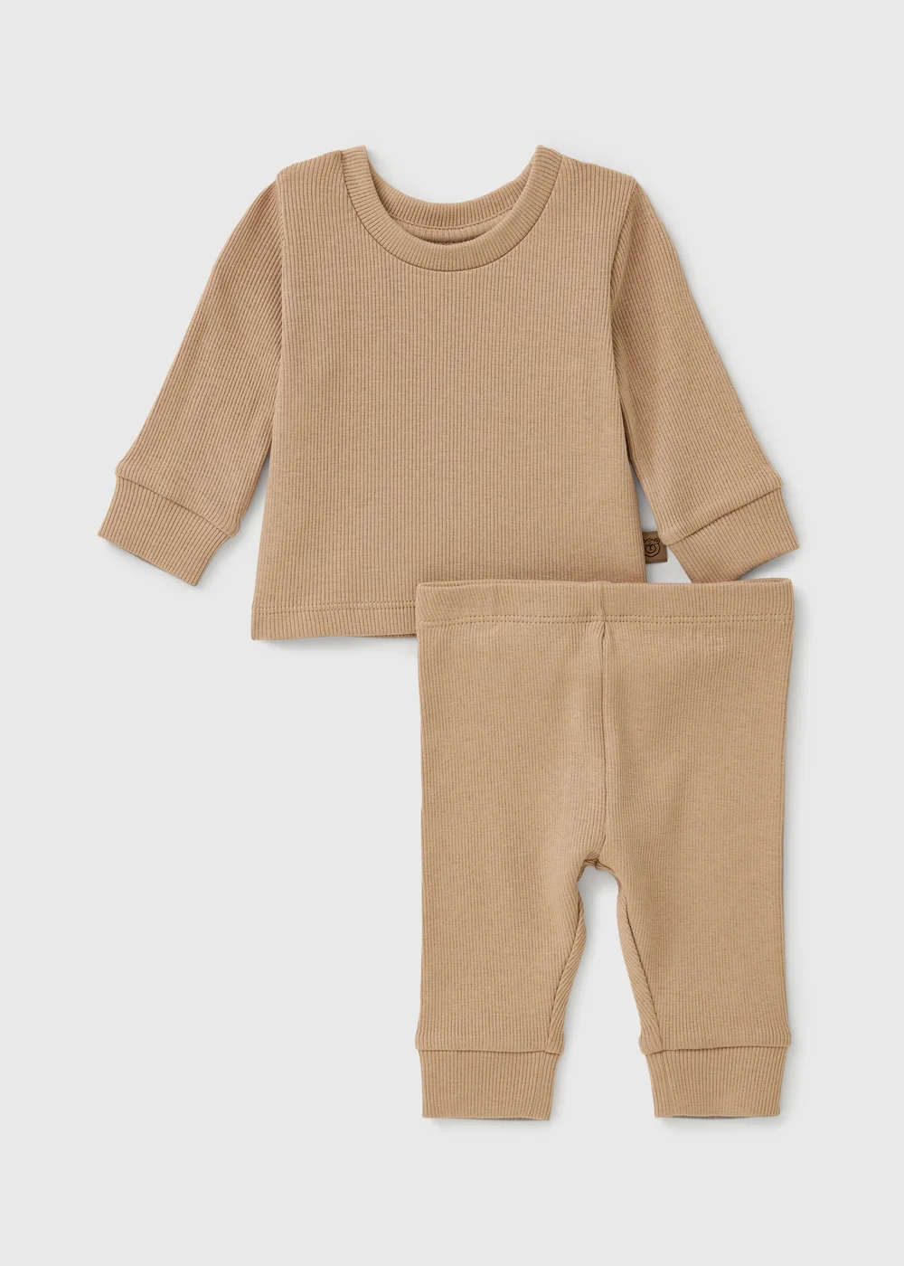 Baby Brown Ribbed Top & Leggings Set (0-23mths) - Up to 1 Month Image 1