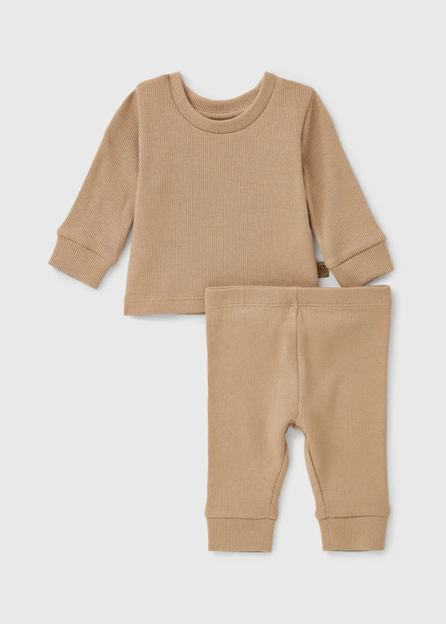 Baby Brown Ribbed Top & Leggings Set (0-23mths)