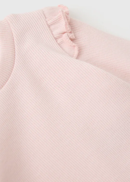 Baby Pink Frill Ribbed Top & Legging Set (0-23mths) - Up to 1 Month Image 2