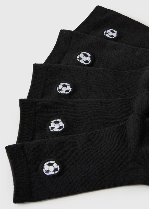 5 Pack Boys Black Football Ankle Socks (Younger 6-Older 6.5) - 4-6.5 Image 2